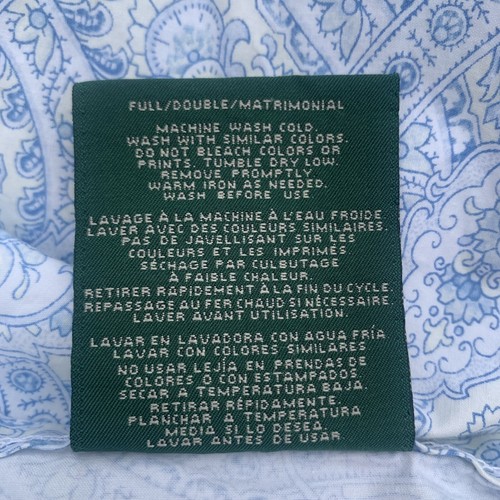 Lauren Ralph Lauren Full Double FLAT SHEET Blue White Yellow Paisley Print - Picture 4 of 9
