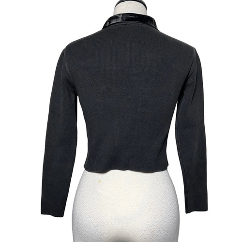 Armani A/X Black Long Sleeve Cropped Button Up Ribbed Shirt Small - Picture 4 of 5
