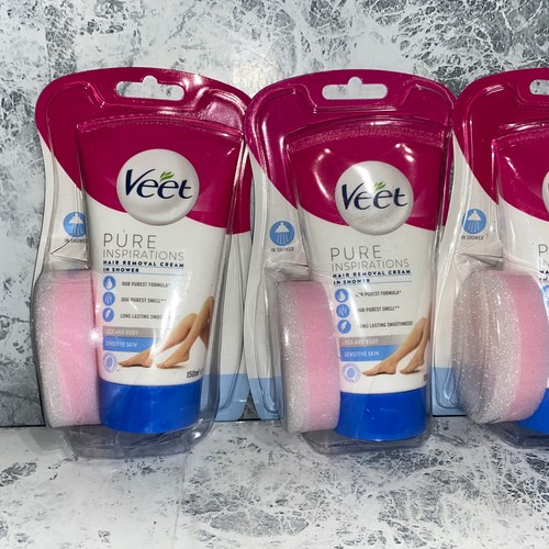 Lot Of 4-VEET IN SHOWER HAIR REMOVAL CREAM SENSITIVE - 150ML - Picture 2 of 9