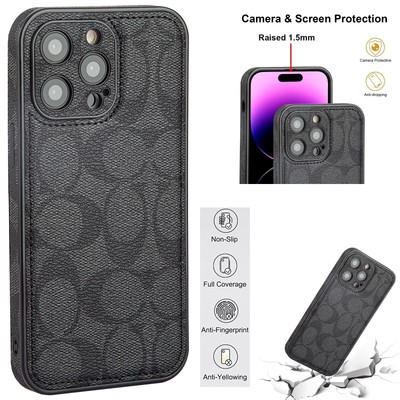 For iPhone 16 Pro max/15/14/13/12 Shockproof Rugged Case Luxury PU Leather Cover