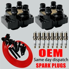 2X OEM Ignition Coil & Iridium Spark Plug & Wire For Ford F-150 F-250 4.6L FD487