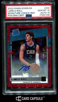 2020-21 Donruss Optic LAMELO BALL Rated Rookie Choice Red /99 Auto 