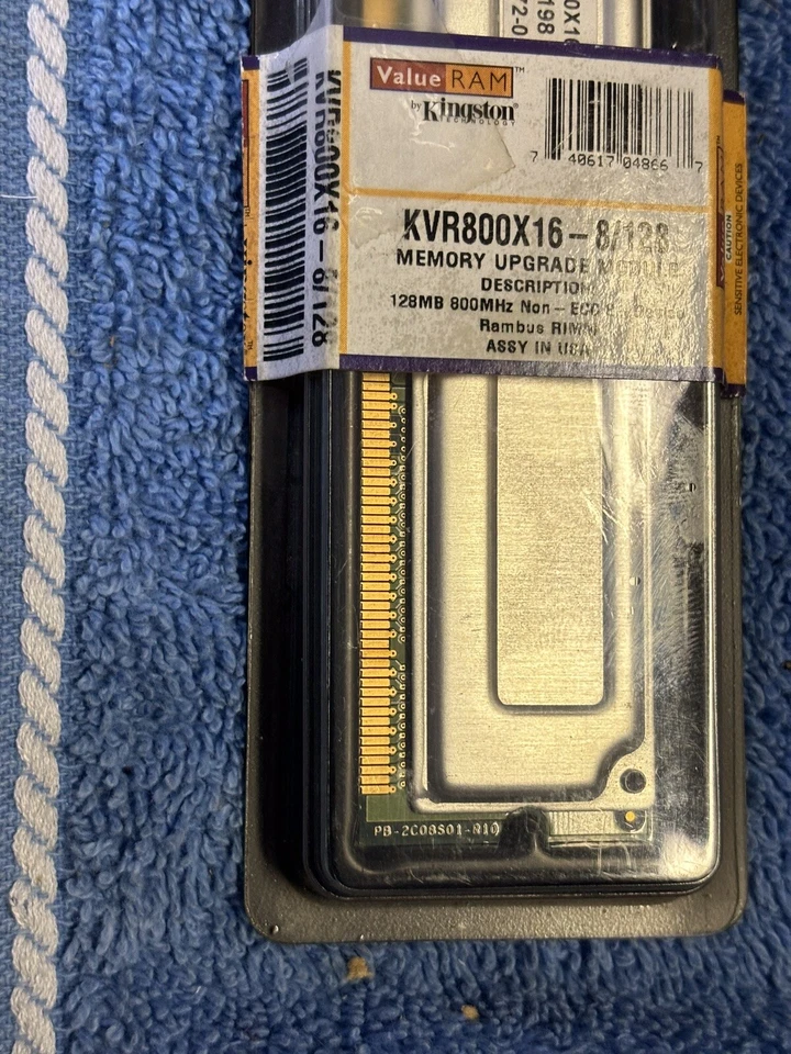 Kingston KVR800X16-8/128 128MB Non-ECC RDRAM PC800 800 Mhz - Image 4 of 4