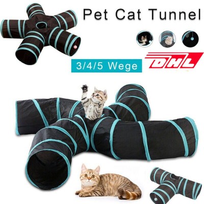 Katzentunnel Katze Kitty Haustier Spielzeug Spieltunnel 3-5 Wege Faltbar Tunnel