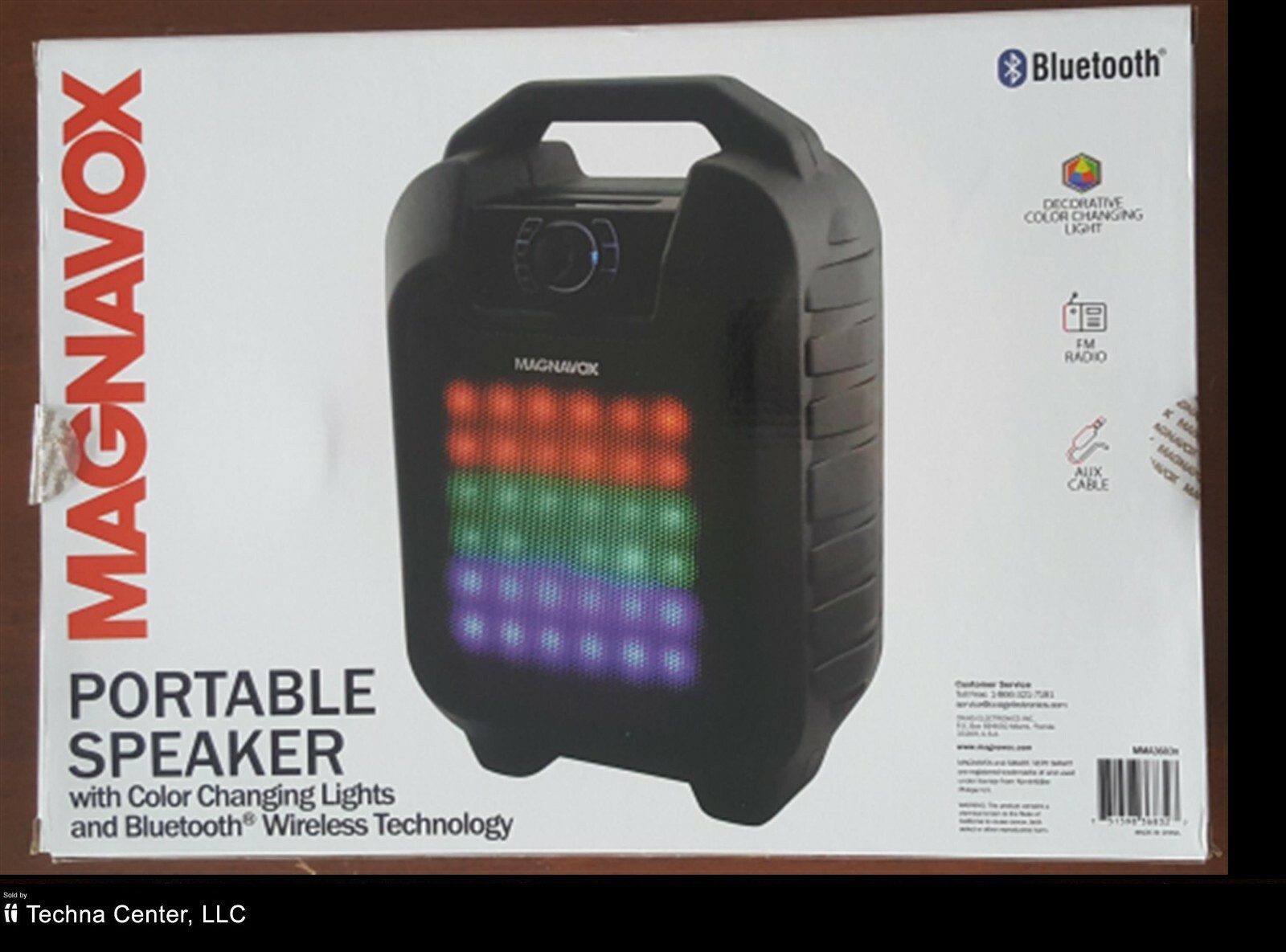 magnavox portable speaker with color changing lights