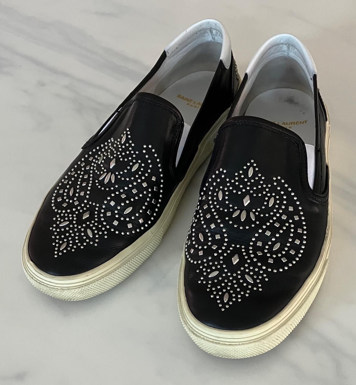 Sneakers Saint Laurent Paris Skate Bandana in pelle con borchie 9 5