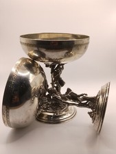 Goblets Pair Vintage Spain Cherub Stem Ornate Chalice Cups Pedro Duran 
