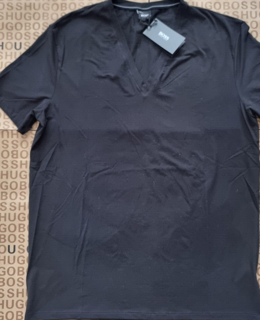 New Hugo Boss mens black v-neck gym sports summer beach holiday t-shirt top XXL