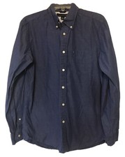 Tommy Hilfiger Graduate End-On-End Long Sleeve Blue Dress Shirt Men's Medium