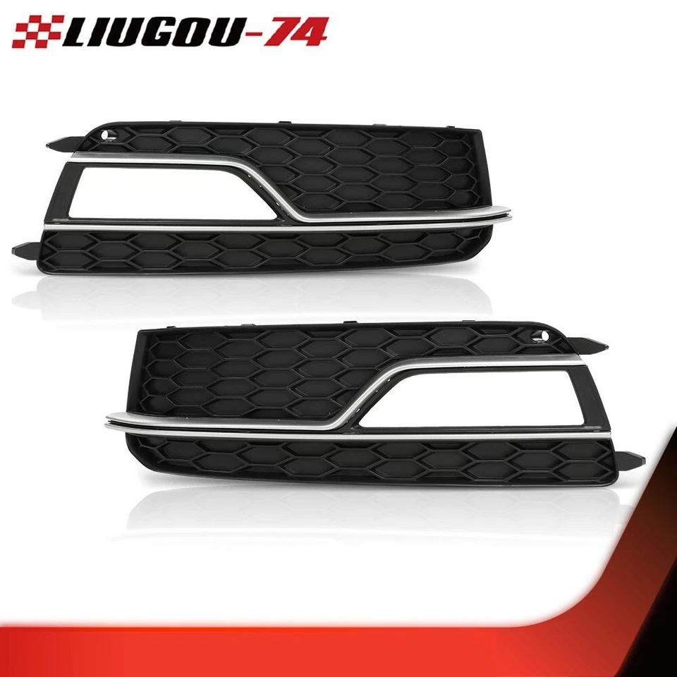 Front Bumper Fog Light Grille Grill Cover Fit For 2013-2016 Audi S5 A5-S-Line - Image 2 of 4