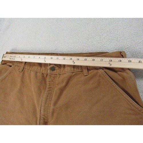 Carhartt Pants Mens 40x34 Brown Dungaree Duck Flannel Lined Utility Distressing - Picture 16 of 16