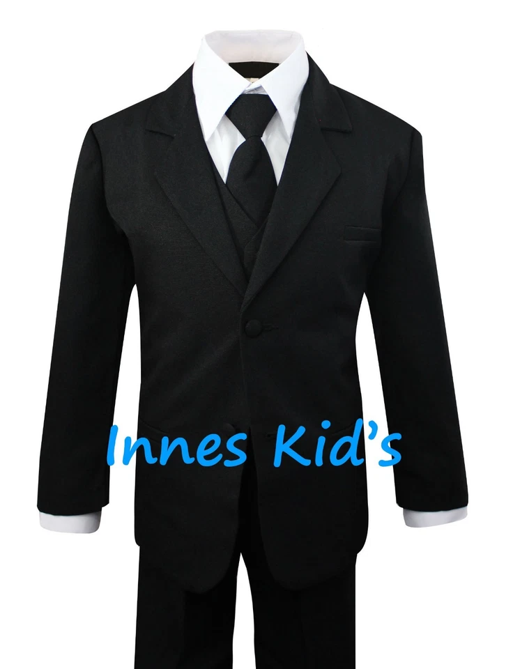 Traje formal para niños pequeños conjunto de 5 piezas con chaleco y corbata elección de colores Foto 3 de 4