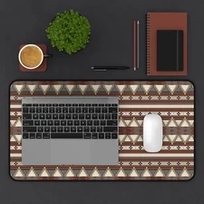 Tribal Pattern Desk Mat, Stylish Office Decor, Ethnic Style, Desk Accessory Gift