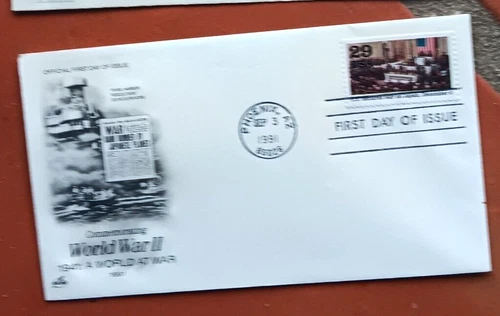 WW2 U.S. DECLARES WAR ON JAPAN 1991 50TH ANNIV ARTCRAFT  CACHET FDC UNADDR