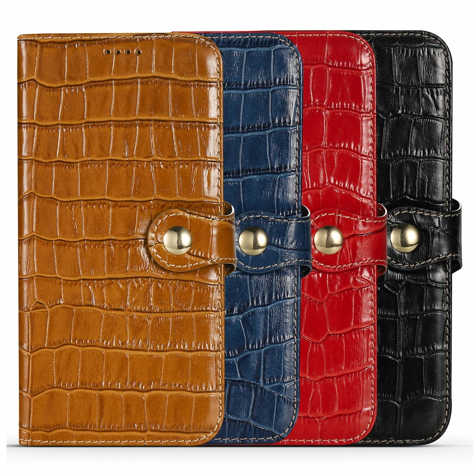 For iPhone 17 Air 16 15 Pro Max Case Crocodile Genuine Leather Wallet Cover - Image 3 of 4