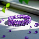 Natural Amethyst 4mm Crystal Gemstone Beads Dainty Stretch Bracelet Minimalist
