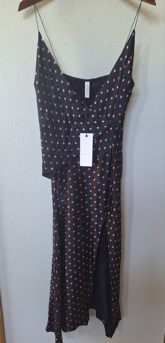 NWT Bec + Bridge Kylie Midi Slip Dress Black/Pink Polka-dots. Womens size 4  | eBay
