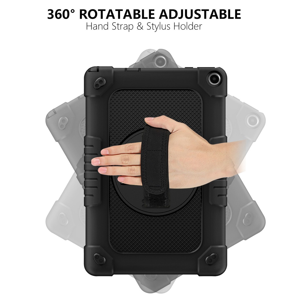 For Onn 10.4 Tablet Pro 2023 Model: 100110603 Case Built In Kickstand Heavy Duty Hybrid Protective Hard Back Shell Shoulder Strap Walmart Black Black - Foto 3