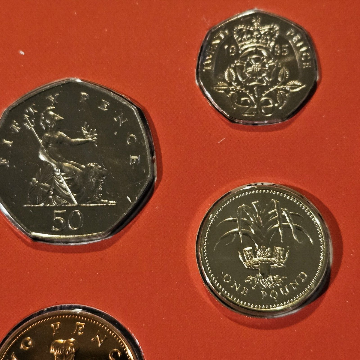 1985 United Kingdom Brilliant Uncirculated Coin Collection 7 Coin
