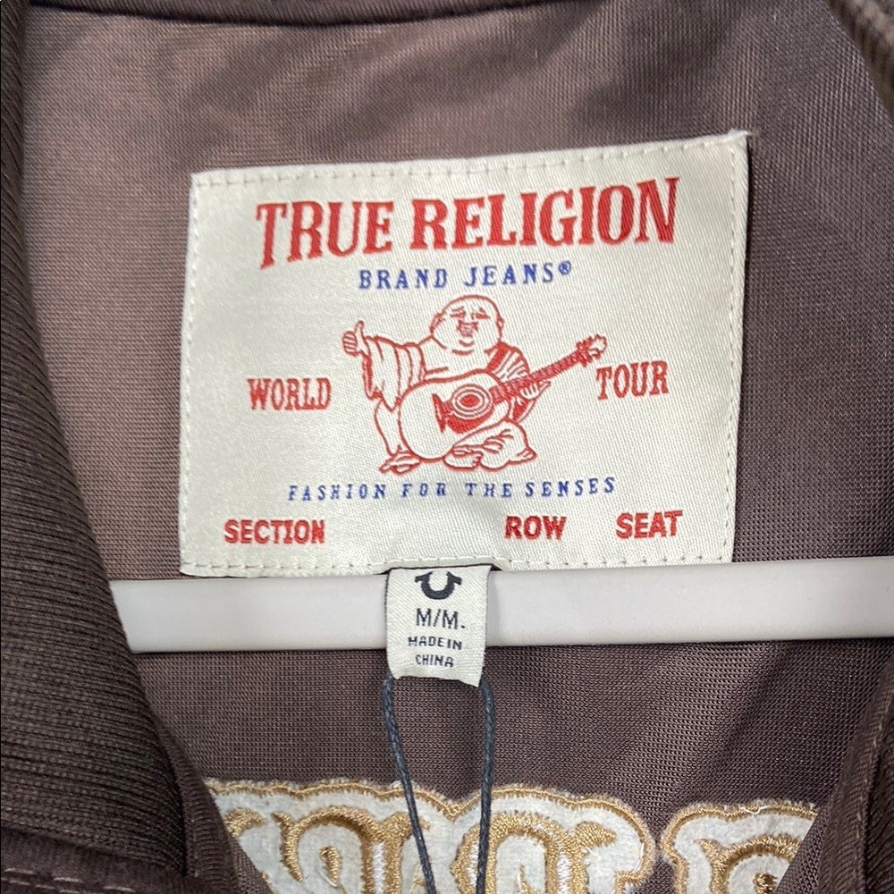 NWT TRUE RELIGION MEN’S BIG T VELVET MOCK NECK ZIP UP JACKET BRACKEN/GOLD thumbnail 7