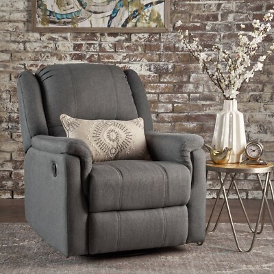 Jemma Tufted Fabric Swivel Gliding Recliner Chair Adjustable Comfortable Sofa