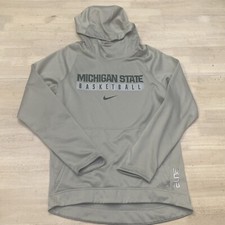 Nike Therma Fit Michigan State Spartans Pullover Hoodie Mens S Gray Basketball