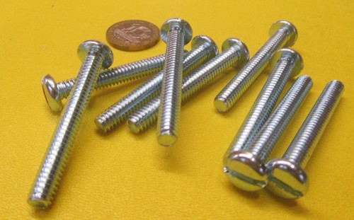 Zinc Plated Steel Pan Slotted Machine Screw 1/4"-20 x 2.0" Length, 100 pcs - Picture 2 of 5