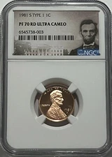 1981 S Type 1 NGC PF70 RD Ultra Cameo Proof Lincoln Memorial Penny 1C Portrait
