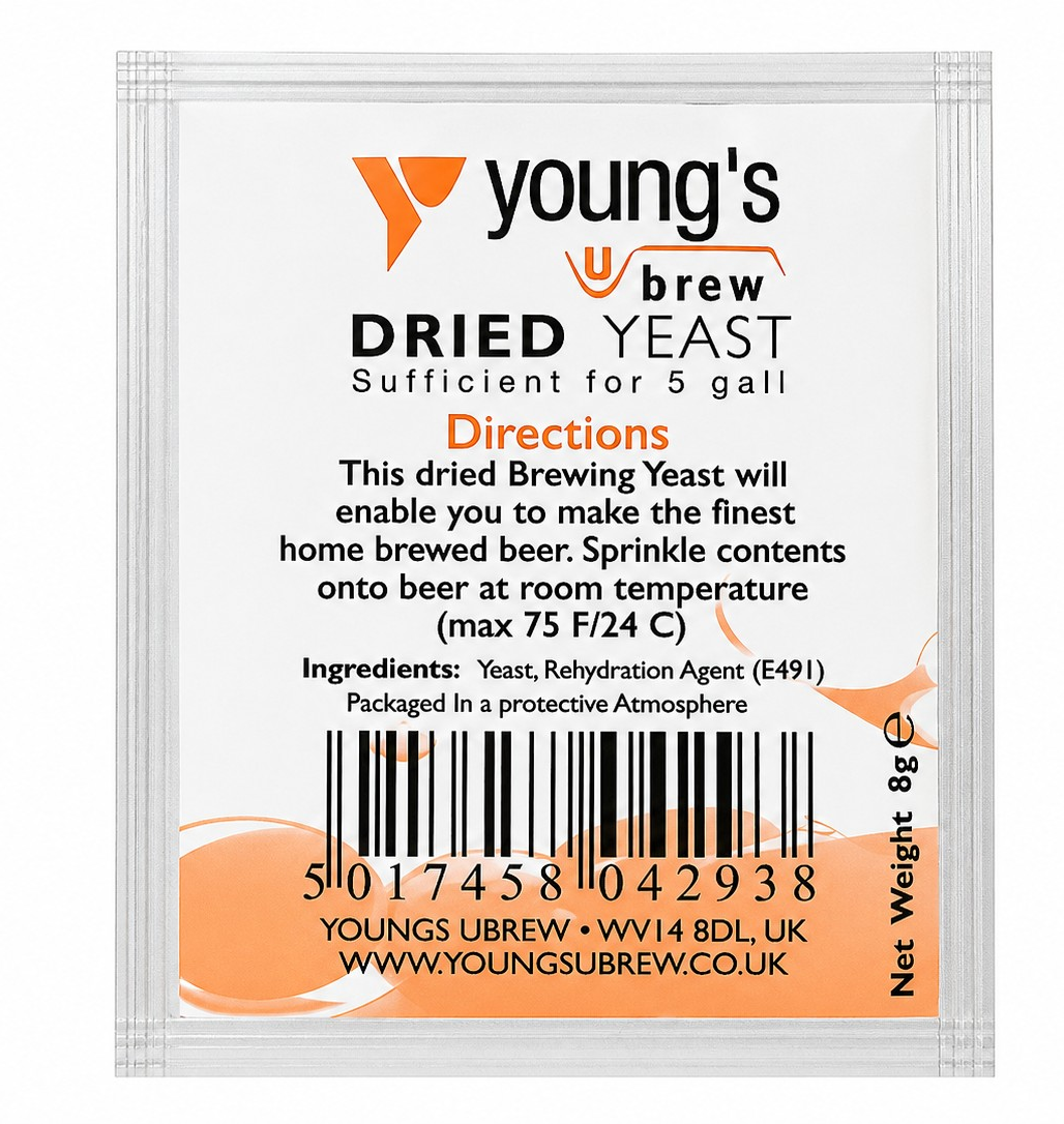Youngs Dried Beer Yeast 5g Sachet Treats 23 Litres 5 Gallons Homebrew Brewing