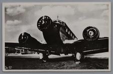 Vintage 1930s Art Deco Ju 52 German Aircraft WWII Luftwaffe Workhorse RPPC