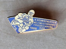 Vintage Rennschlitten WM Friedrichroda DDR 1966 FIL Bobbrosche Anstecknadel Anstecker