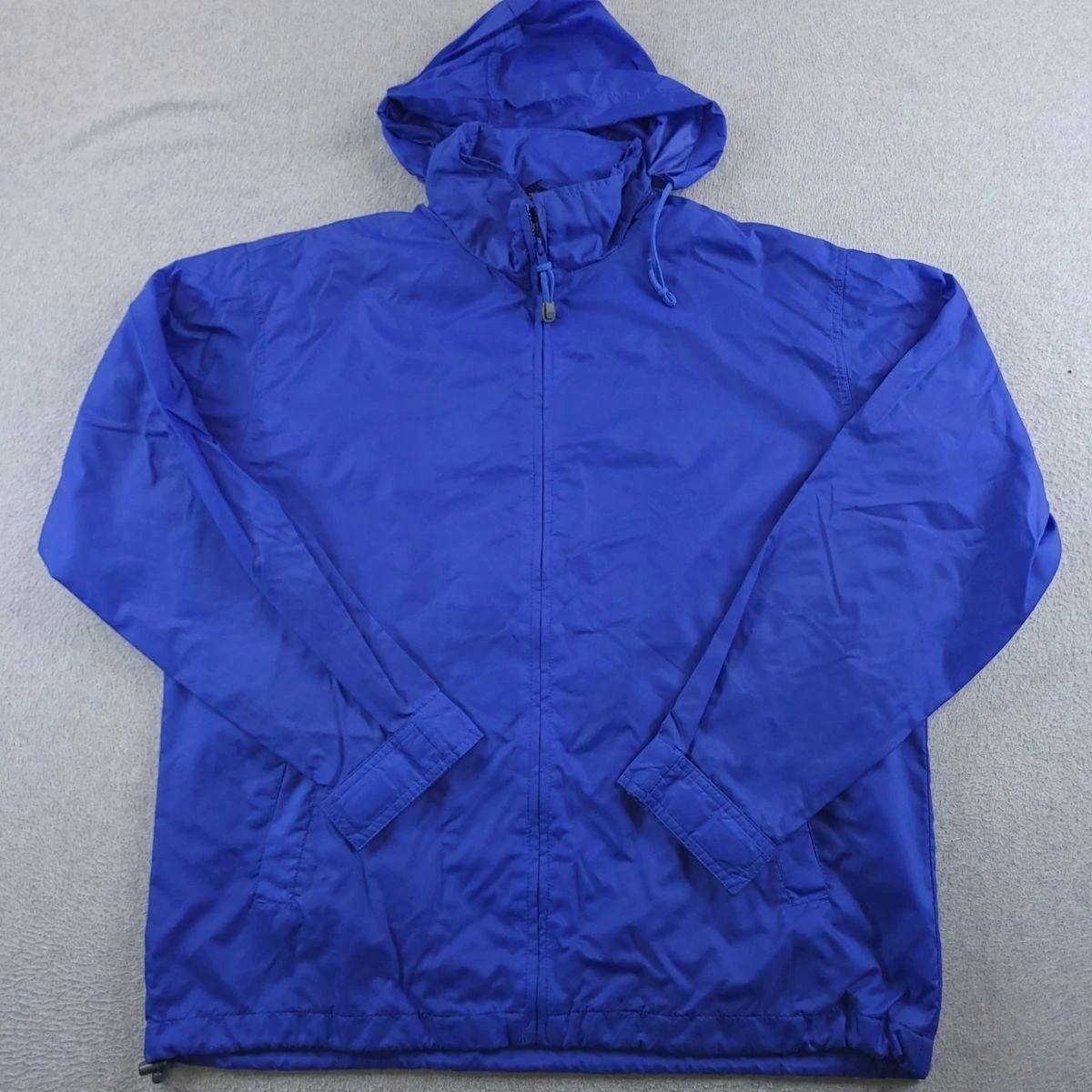 Lands' End Jacket Mens Large Blue Hooded Windbreaker Lightweight Mesh Lined