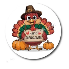 HAPPY THANKSGIVING TURKEY ENVELOPE SEALS THANKSGIVING HOLIDAY SCRAPBOOK STICKERS