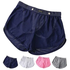 Breathable Men's Loose Boxer Shorts Sexy Mesh  for LINGERIE Briefs Underwear