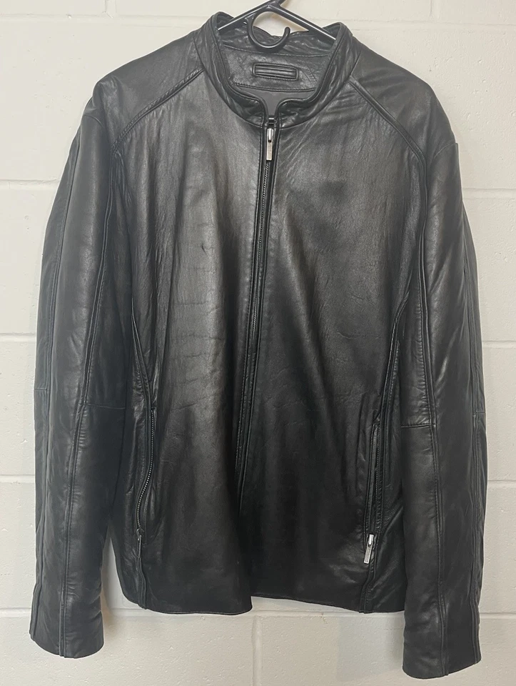 Wilsons Leather Pelle Studio Black Leather Moto Jacket Men’s L Thinsulate - Image 2 of 4