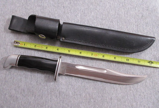 vintage Buck 120 USA fixed blade knife & Buck 120 sheath lot C