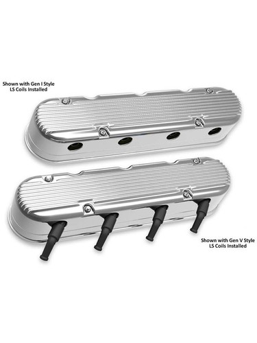 Holley Valve Covers Twopc Cast Satin Black 3.75 Tall Baffle Chev LS (241-182) - Picture 2 of 12