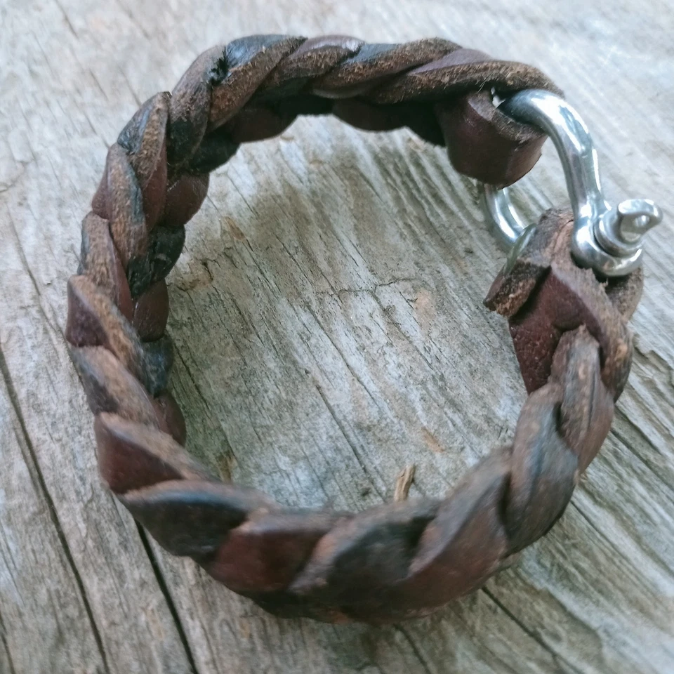 Pulsera trenzada de cuero genuino para hombre abercrombie fitch Foto 3 de 4