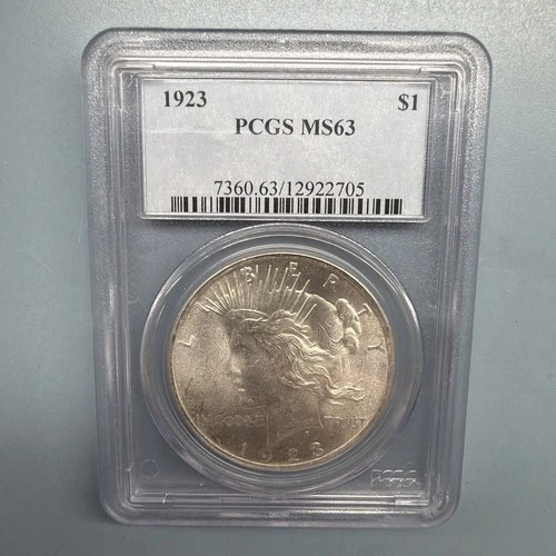 1923 Peace Dollar $1 Silver Coin PCGS MS63 Philadelphia Business Strike