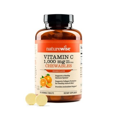 Vitamin C Chewable 1000mg Natural Orange Flavor 90 Tablets 45-Day Supply