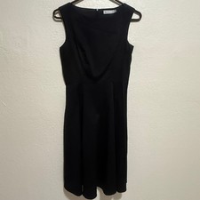 Gardenwed Womens Black Sleeveless Boat Neck Fit and Flare Midi Dress S