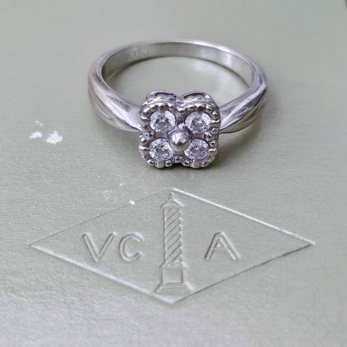 Vintage Van Cleef & Arpels ARNO Diamond 18k White Gold Alhambra VCA Clover Ring