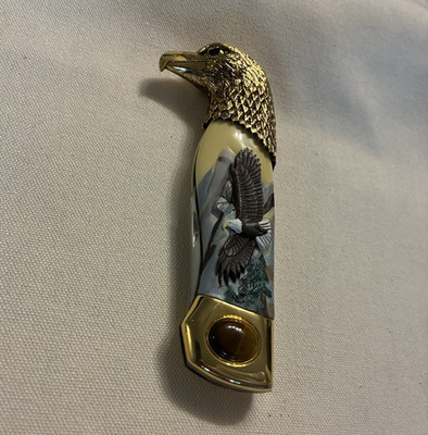 Franklin Mint Collector Eagle Head Lockback Clip Point Stainless 1995