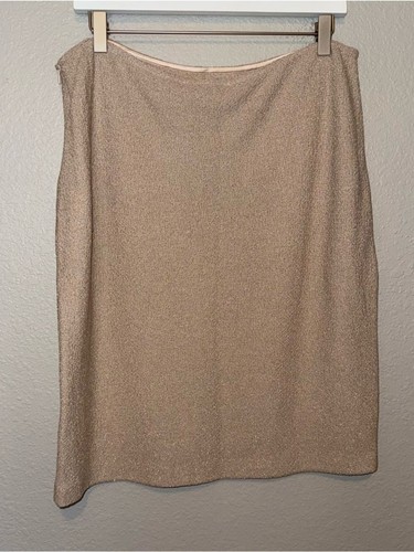 NWT St. John Almond Shimmer Wool Blend Pencil Skirt Size 14 Sophisticated Chic - Picture 2 of 8
