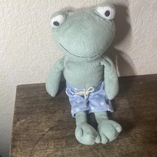 Jellycat Green PARTY FROG 9" Plush Blue Shorts Stars Original I AM FROG Stuffed