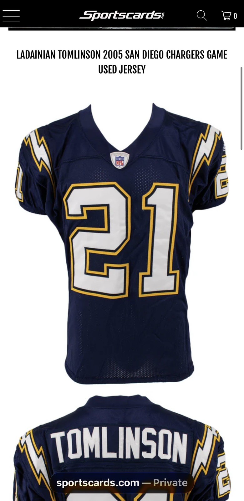 LADAINIAN TOMLINSON LEGENDARY JERSEY FUSION 2005 Gridiron King & Game Used Patch view 4