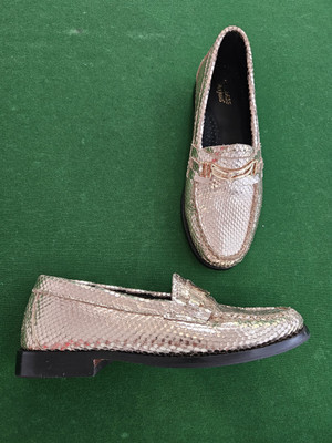 BASS Weejuns Gold Lizzard Snake Loafers Shoes Size (#JM)  Australia