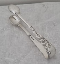 Pair Of Stunning Hallmarked Sterling Silver Bright Cut Sugar Tongs- Sheff 1906