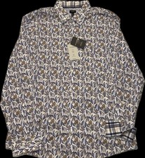 Van Heusen Men  s Long Sleeve Halogen Blue Print Stretch Button Down Sz XL NWT
