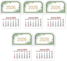 5 Pcs 2026 Mini Stick on Calendar Small Monthly Peel and Stick Adhesive